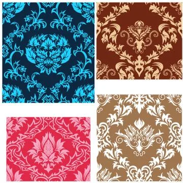 Seamless damask patterns set イラスト素材