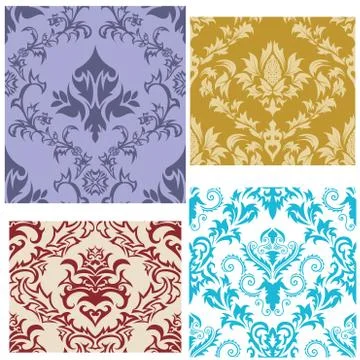 Seamless damask patterns set イラスト素材