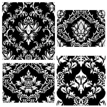 Seamless damask patterns set Illustrazione stock