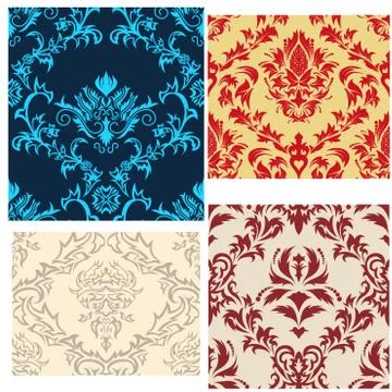 Seamless damask patterns set Illustrazione stock