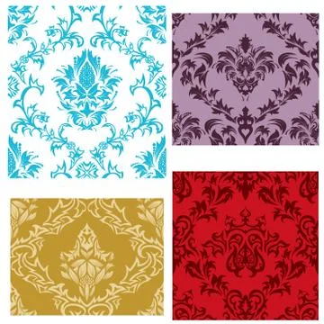 Seamless damask patterns set Illustrazione stock