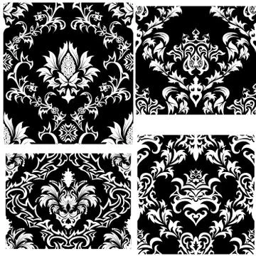 Seamless damask patterns set Illustrazione stock