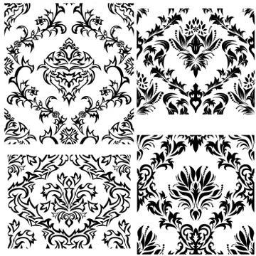 Seamless damask patterns set Illustrazione stock