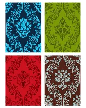 Seamless damask patterns set イラスト素材