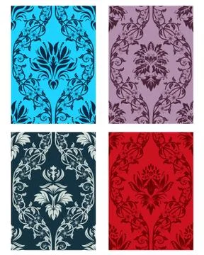 Seamless damask patterns set イラスト素材