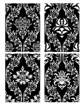 Seamless damask patterns set イラスト素材