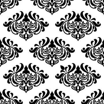 Seamless damask-style floral pattern 스톡 일러스트
