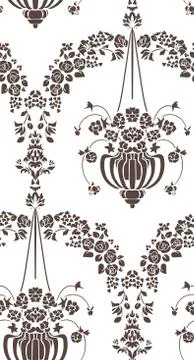 Seamless damask vector vintage pattern flowery vase Stock Illustration