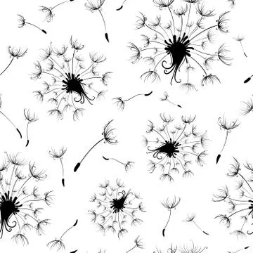 Seamless dandelion pattern. Stock Illustration