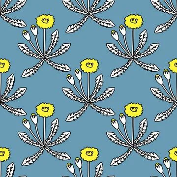 Seamless dandelion pattern Stock Illustration