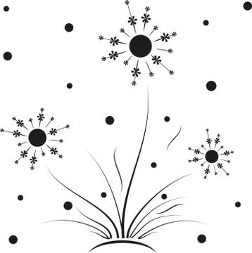 Seamless dandelion pattern, vector seamless on white background Stock Illustration