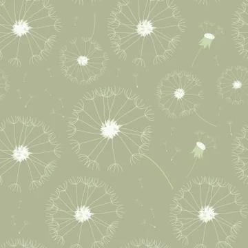 Seamless dandelions pattern Stock Illustration