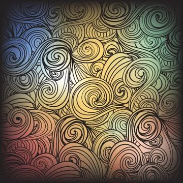 Seamless dark abstract hand-drawn waves pattern Stock Illustration