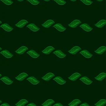Seamless dark art pattern with green leaves Stock Illustration