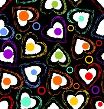Seamless dark background composed of grunge hearts Stock Illustration