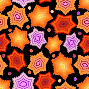 Seamless dark background with gritty orange and purple stars Stock Illustration