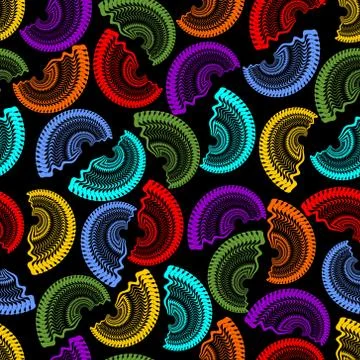 Seamless dark background with rainbow semicircle patterns Stock Illustration