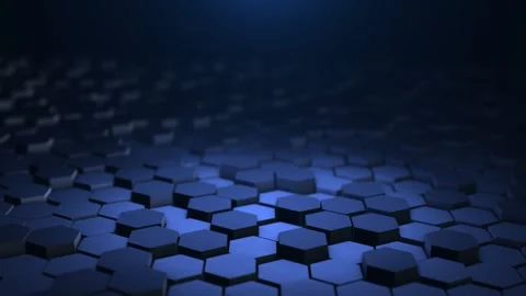 Seamless dark blue 3D hexagon grid loop for futuristic technology, blockcha.. Stock Footage 340331897