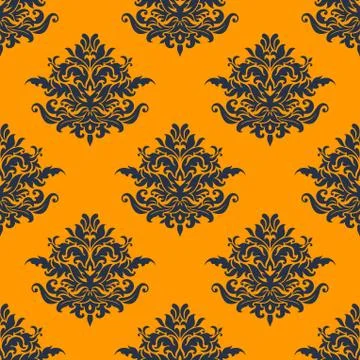 Seamless dark blue floral pattern Illustrazione stock