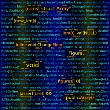 Seamless dark blue pattern with program code . Eps 10 vector illustration Stock Illustration