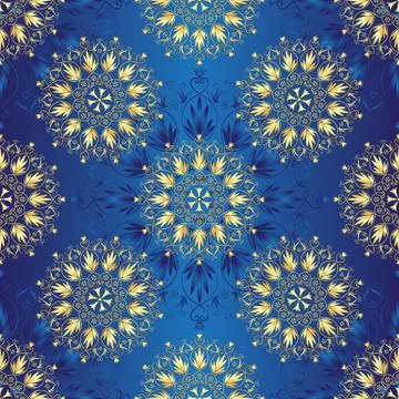 Seamless dark blue vintage pattern Stock Illustration
