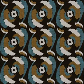 Seamless dark dotty linen background. Moody dye wash circle texture. Mid century Stock Illustration