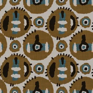Seamless dark dotty linen background. Moody dye wash circle texture. Mid century Stock Illustration