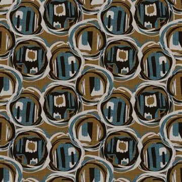 Seamless dark dotty linen background. Moody dye wash circle texture. Mid century Stock Illustration