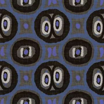 Seamless dark dotty linen background. Moody dye wash circle texture. Mid century Stock Illustration
