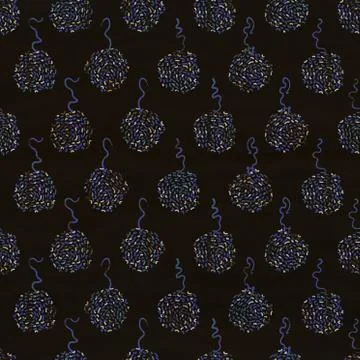 Seamless dark dotty linen background. Moody dye wash circle texture. Mid century Stock Illustration