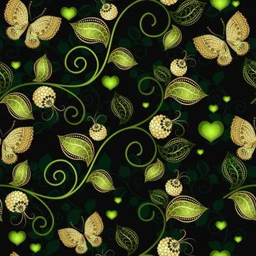 Seamless dark floral pattern Stock Illustration