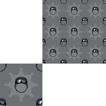 Seamless dark gray patterns of special forces helmets with pattern unit. Stock Illustration