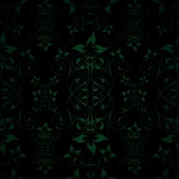 Seamless dark green floral pattern, vector illustration Stock Illustration