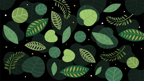 Seamless dark leafy pattern with glowing tropical green leaves Video stock 318201103