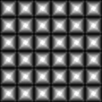 Seamless dark monochrome geometric pattern with black squares and white stars Stock Illustration