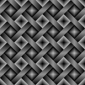 Seamless dark monochrome geometric pattern with gray, black lines and squares Illustrazione stock