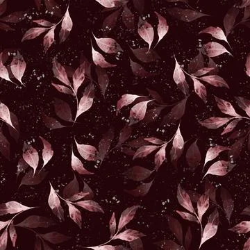 Seamless dark pattern with leaves, floral decorative background. Illustrazione stock