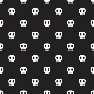 Seamless dark pattern with skulls black background Stock Illustration