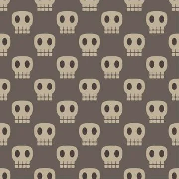 Seamless dark pattern with skulls gray background Stock Illustration