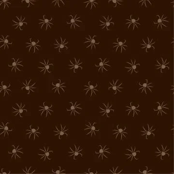 Seamless dark pattern with spiders. Vector illustration. Halloween background. Stock Illustration