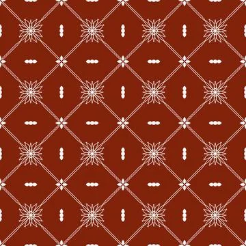 A seamless dark red fabric pattern featuring elegant white floral Stock Illustration