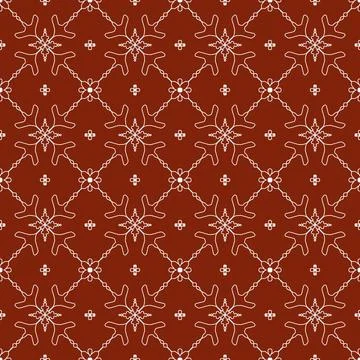 A seamless dark red fabric pattern featuring elegant white floral Stock Illustration