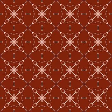 A seamless dark red fabric pattern featuring elegant white floral Stock Illustration