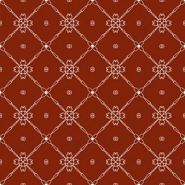A seamless dark red fabric pattern featuring elegant white floral Illustrazione stock