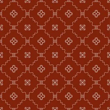 A seamless dark red fabric pattern featuring elegant white floral Stock Illustration