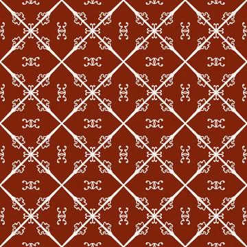 A seamless dark red fabric pattern featuring elegant white floral Illustrazione stock