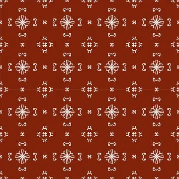 A seamless dark red fabric pattern featuring elegant white floral Stock Illustration