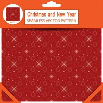 Seamless dark red vector pattern from snowflakes and snow for Merry Christmas Stock Illustration