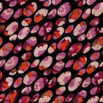 Seamless dark spotted block print background. Boho ethnic soft furnishing fabric Stock Illustration