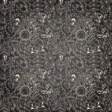 Seamless dark texture with flower Stock Illustration